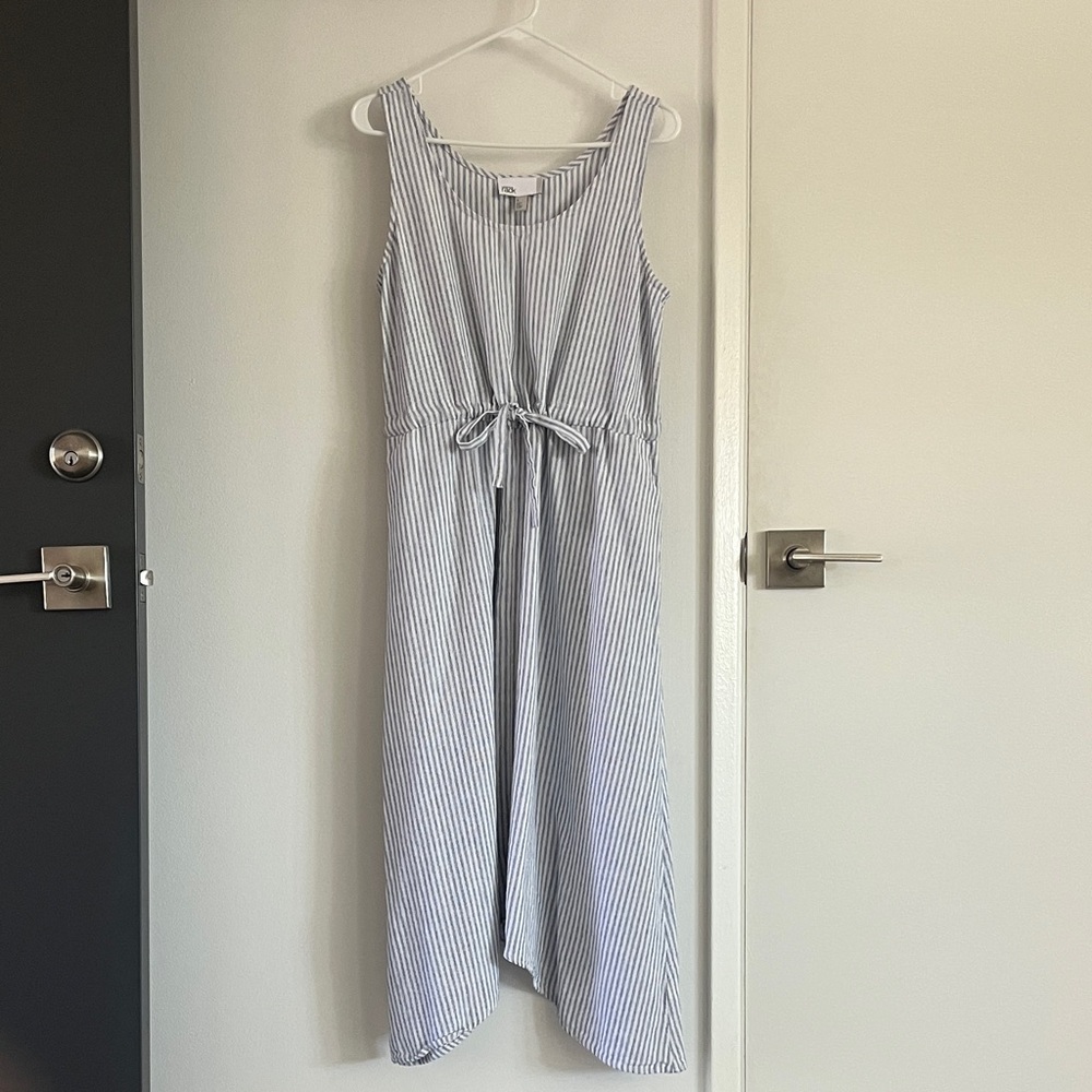 Nordstrom Rack Blue & White Striped Sleeveless Dress with Pockets Size Small S